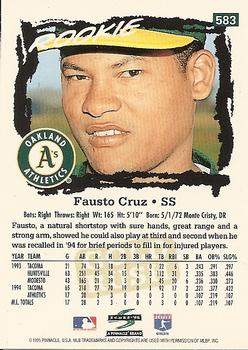 1995 Score - Gold Rush #583 Fausto Cruz Back