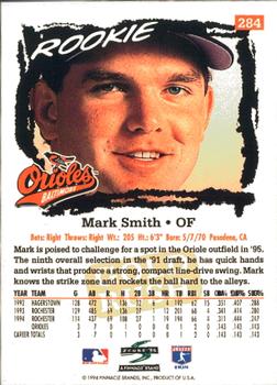 1995 Score - Gold Rush #284 Mark Smith Back