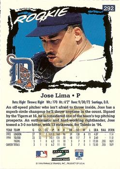 1995 Score - Gold Rush #292 Jose Lima Back