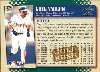 1995 Score - Gold Rush #379 Greg Vaughn Back