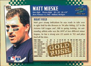 1995 Score - Gold Rush #402 Matt Mieske Back