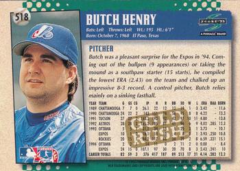 1995 Score - Gold Rush #518 Butch Henry Back