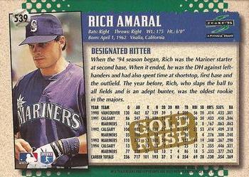 1995 Score - Gold Rush #539 Rich Amaral Back
