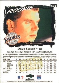 1995 Score - Gold Rush #584 Dave Staton Back