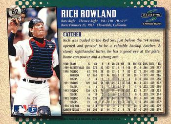 1995 Score - Platinum Team Sets #62 Rich Rowland Back