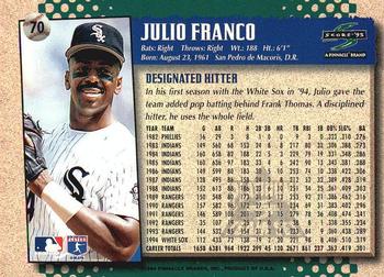 1995 Score - Platinum Team Sets #70 Julio Franco Back