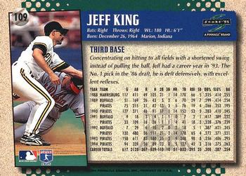 1995 Score - Platinum Team Sets #109 Jeff King Back