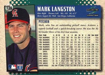 1995 Score - Platinum Team Sets #126 Mark Langston Back