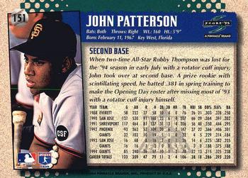 1995 Score - Platinum Team Sets #151 John Patterson Back