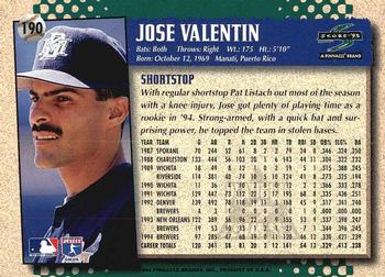 1995 Score - Platinum Team Sets #190 Jose Valentin Back