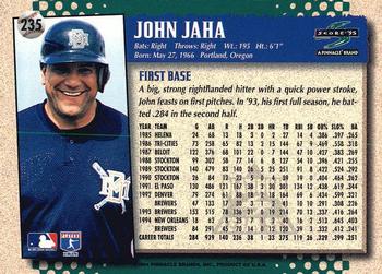 1995 Score - Platinum Team Sets #235 John Jaha Back