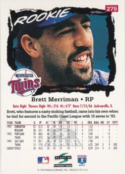 1995 Score - Platinum Team Sets #279 Brett Merriman Back