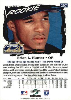 1995 Score - Platinum Team Sets #297 Brian L. Hunter Back