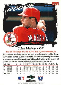 1995 Score - Platinum Team Sets #301 John Mabry Back