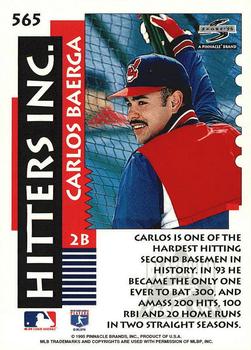 1995 Score - Platinum Team Sets #565 Carlos Baerga Back