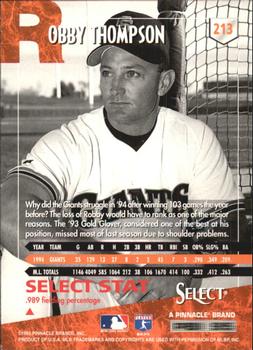 1995 Select - Artist's Proofs #213 Robby Thompson Back