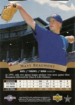 1995 SP Top Prospects #27 Matt Beaumont  Back