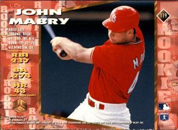 1995 Sportflix UC3 - Artist's Proofs #119 John Mabry Back