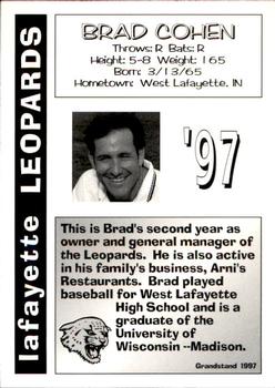 1997 Grandstand Lafayette Leopards #NNO Brad Cohen Back