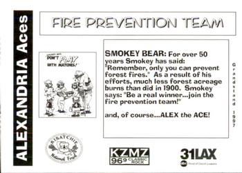 1997 Grandstand Alexandria Aces #NNO Alex the Ace / Smokey Bear Back