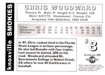 1998 Grandstand Knoxville Smokies #NNO Chris Woodward Back