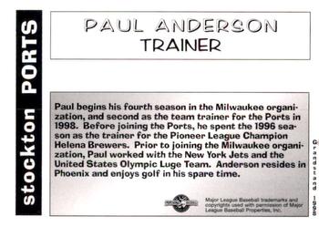 1998 Grandstand Stockton Ports #NNO Paul Anderson Back