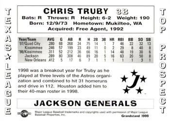 1999 Grandstand Texas League Top Prospects #NNO Chris Truby Back