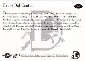 1996 Best Durham Bulls Blue #20 Bruce Dal Canton Back