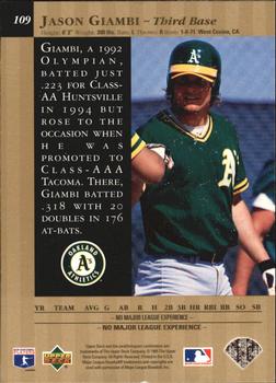 1995 Upper Deck - Special Edition Gold #109 Jason Giambi Back