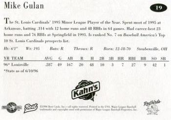 1996 Best Louisville Redbirds #19 Mike Gulan Back