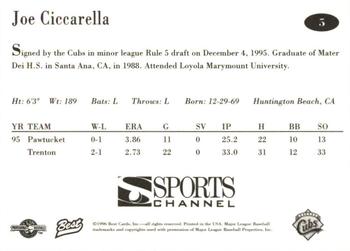 1996 Best Orlando Cubs #5 Joe Ciccarella Back