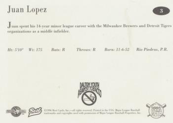 1996 Best Pittsfield Mets #3 Juan Lopez Back