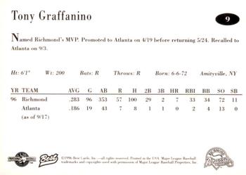 1996 Best Richmond Braves Update #9 Tony Graffanino Back