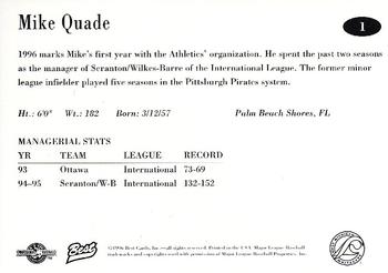 1996 Best West Michigan Whitecaps #1 Mike Quade Back