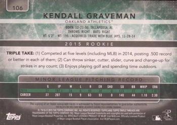 2015 Topps Triple Threads #106 Kendall Graveman Back