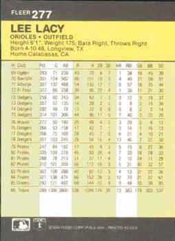 1986 Fleer #277 Lee Lacy Back