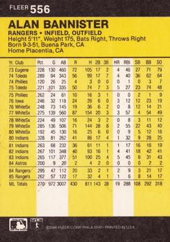 1986 Fleer #556 Alan Bannister Back