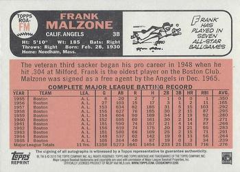 2015 Topps Heritage - Real One Autographs #ROA-FM Frank Malzone Back