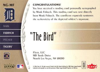 2006 Fleer Greats of the Game - Nickname Greats Autographs #NG-MF Mark Fidrych Back