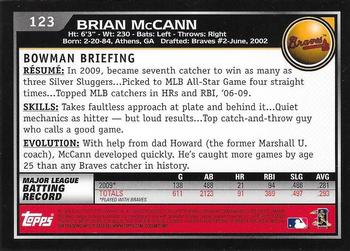 2010 Bowman Chrome #123 Brian McCann Back