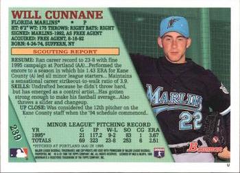 1996 Bowman - Foil #239 Will Cunnane Back