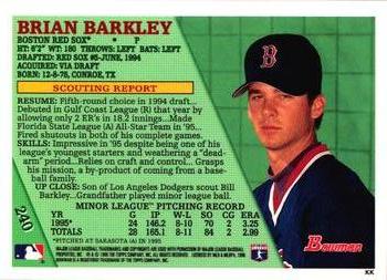 1996 Bowman - Foil #240 Brian Barkley Back