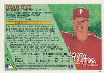 1996 Bowman - Foil #243 Ryan Nye Back