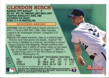 1996 Bowman - Foil #289 Glendon Rusch Back