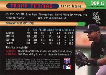 1996 Bowman - Bowman's Best Previews Atomic Refractors #BBP 13 Frank Thomas Back