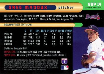 1996 Bowman - Bowman's Best Previews Atomic Refractors #BBP 14 Greg Maddux Back