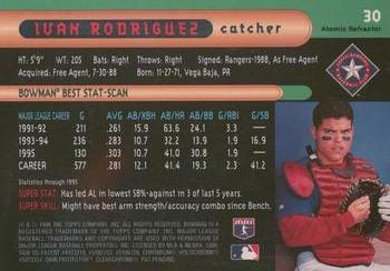 1996 Bowman's Best - Atomic Refractors #30 Ivan Rodriguez Back