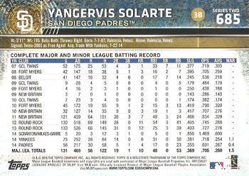 2015 Topps - Purple #685 Yangervis Solarte Back