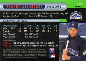 1996 Bowman's Best - Refractors #132 Edgard Velazquez Back