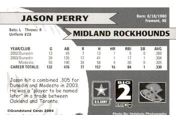 2004 Grandstand Midland RockHounds #NNO Jason Perry Back